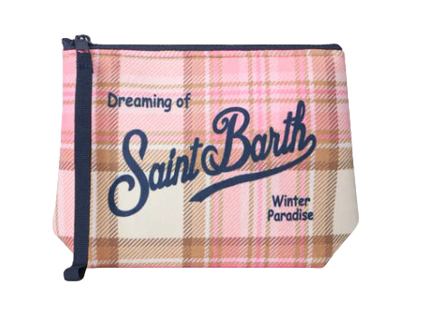 MC2 SAINT BARTH POCHETTE IN LANA ALINE CON STAMPA TARTAN ROSA