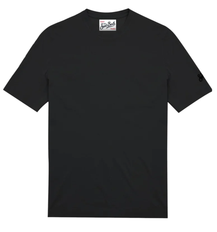 MC2 SAINT BARTH T-SHIRT ORSON IN FRESH COTTON CREPE BLACK