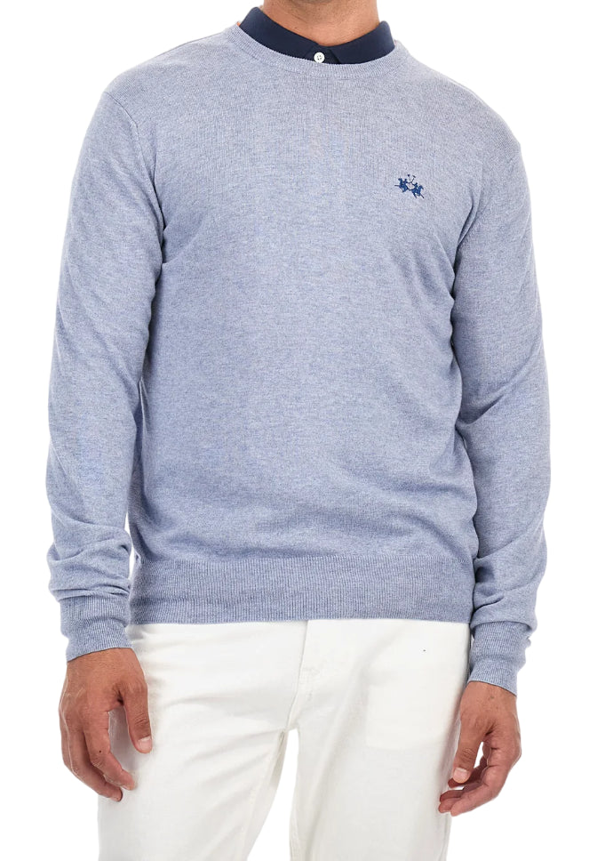 LA MARTINA PULLOVER REGULAR FIT COTONE CASHMERE BLU MELANGE