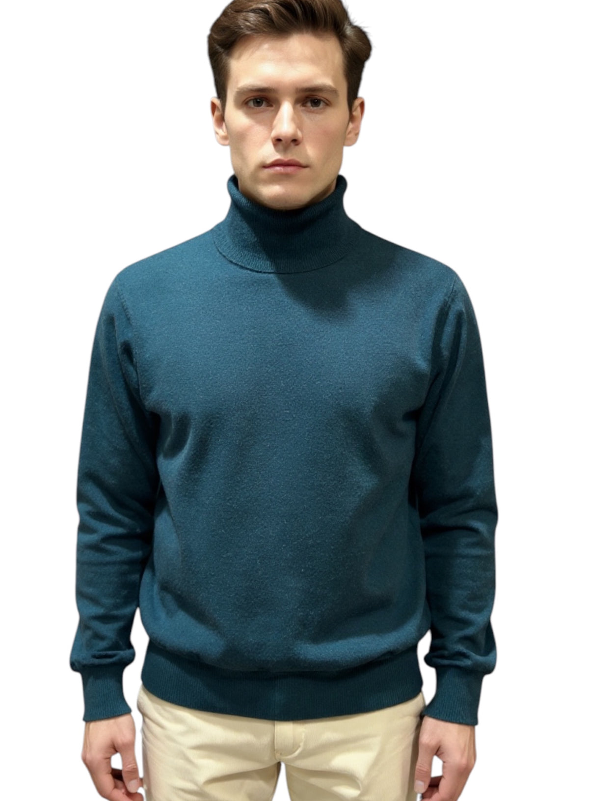 MARK MIDOR MAGLIA DOLCEVITA IN LANA E CASHMERE COLORE VERDE BOTTGLIA