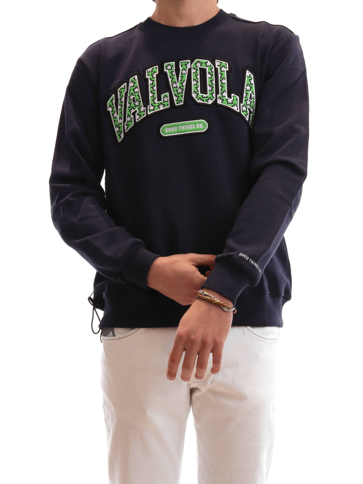 VALVOLA FELPA MAXI LOGO GIROCOLLO COLORE BLU SCURO