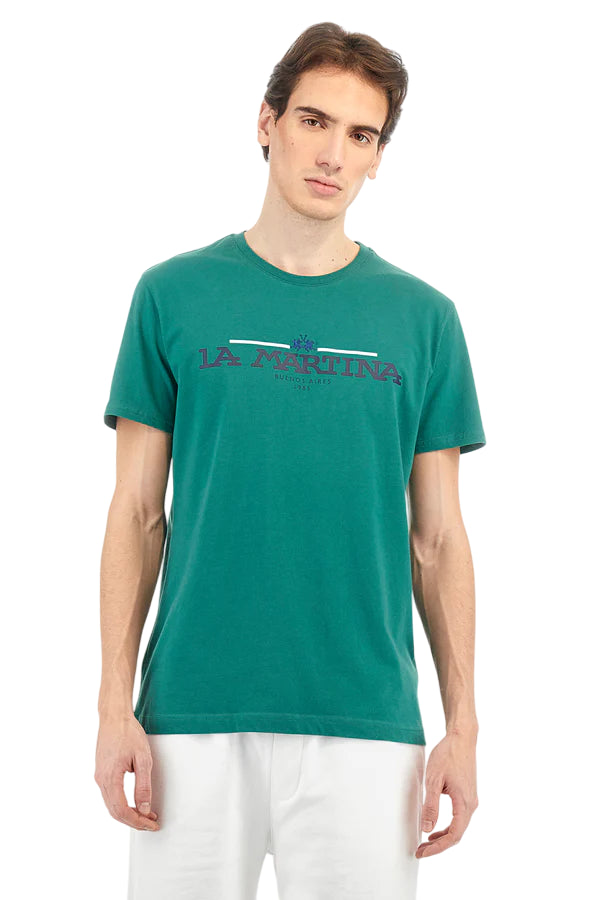 LA MARTINA T-SHIRT IN COTONE JERSEY REGULAR FIT EVERGREEN