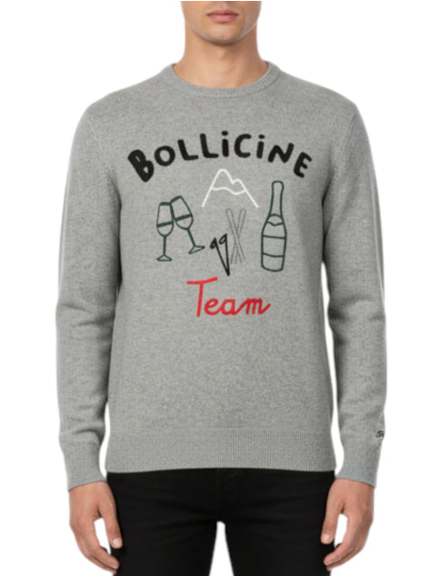 MC2 SAINT BARTH MAGLIONE IN MISTO CASHMERE HERON CON RICAMO BOLLICINE TEAM