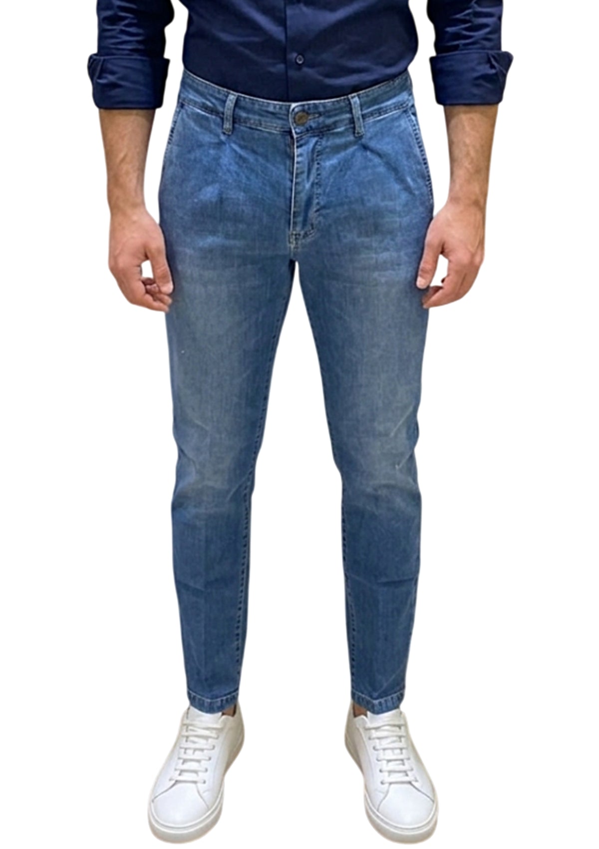 MARK MIDOR JEANS TASCA AMERICA CON ZIP BLU CHIARO