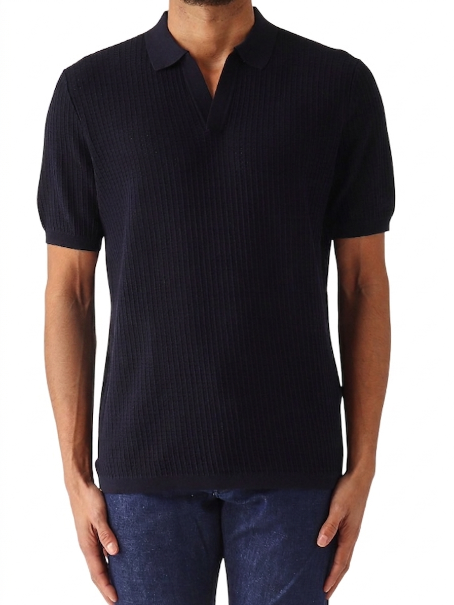 MC2 SAINT BARTH POLO SKIPPER IN COTONE A RIGHE TRAFORATA COLORE BLU NAVY