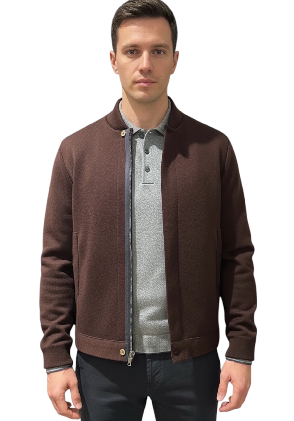 MARK MIDOR GIACCA MAGLIA BOMBER IN LANA MERINO MORO