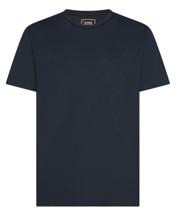 SUN68 UOMO T-SHIRT IN PIQUET STRETCH BLU NAVY