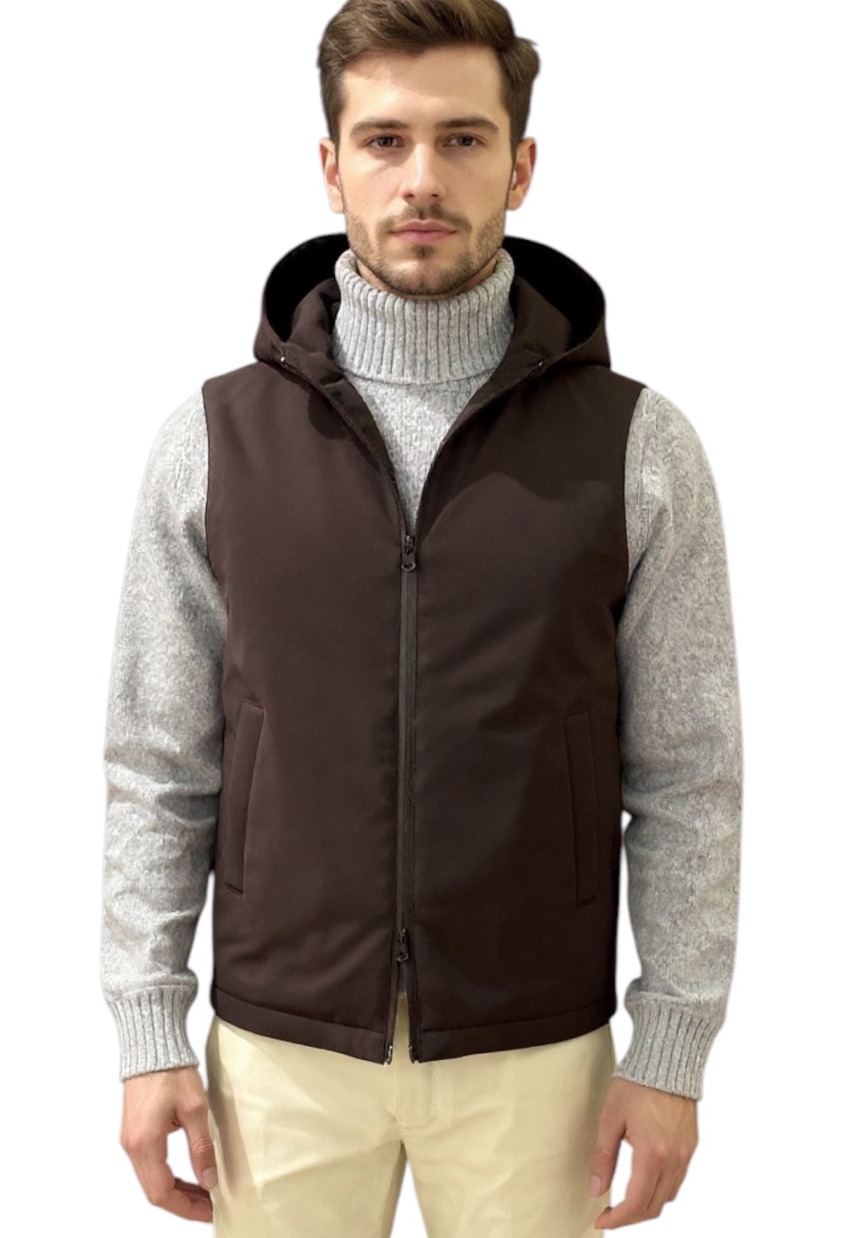 MARK MIDOR GILET FODERATO IN TESSUTO TECNICO COLORE MORO