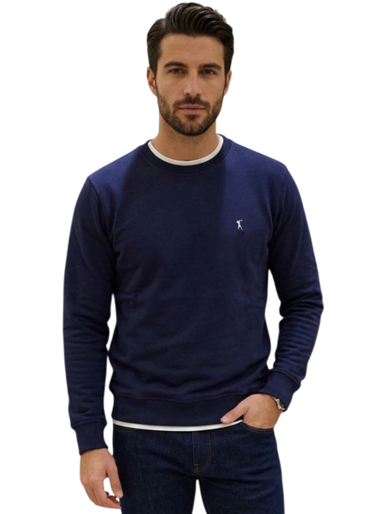 MARK MIDOR FELPA GIROCOLLO 100% COTONE BLU