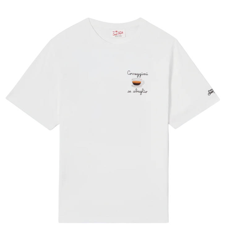 MC2 SAINT BARTH T-SHIRT PORTOFINO PANNA CON RICAMO CORREGGIMI SE SBAGLIO