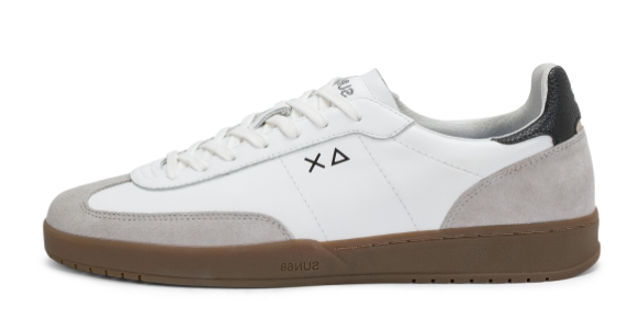 SUN68 SNAEKARS CALIFORNIA SUN LEATHER BIANCO GRIGIO CHIARO