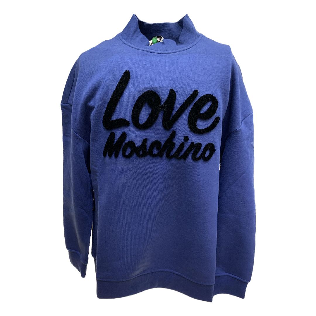 LOVE MOSCHINO FELPA COLLO A LUPETTO VIOLA SCURO