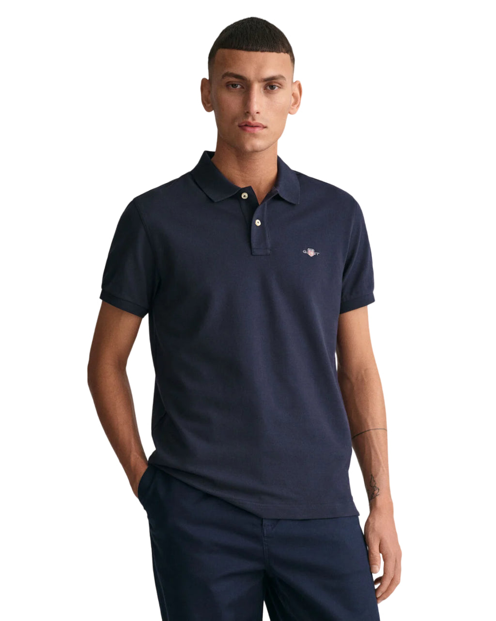 GANT POLO SHIELD IN PIQUE SLIM FIT EVENING BLUE