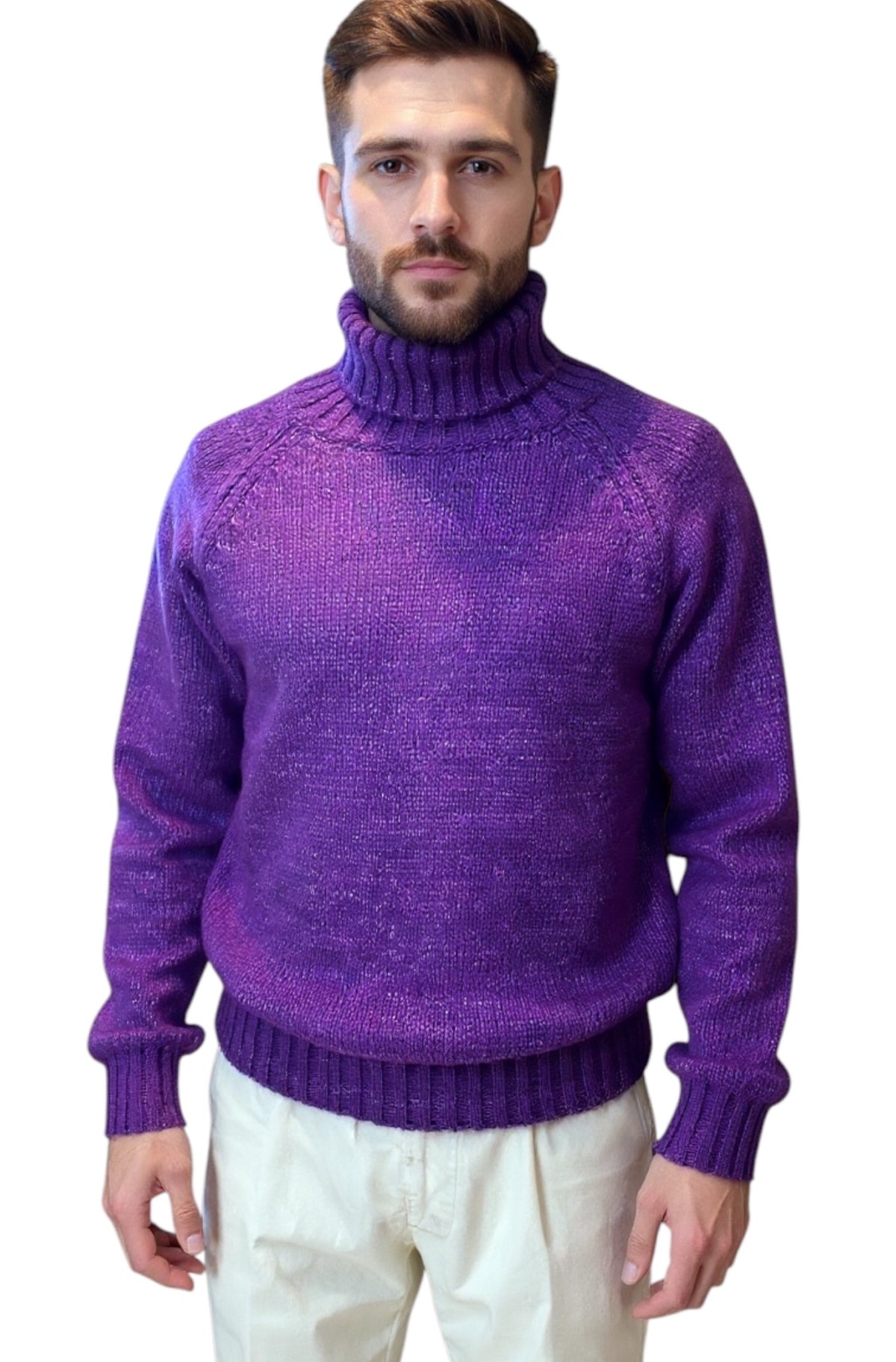 MARK MIDOR MAGLIONE A COLLO ALTO IN MISTO LANA ALPACA CASHMERE COLORE AMARENA