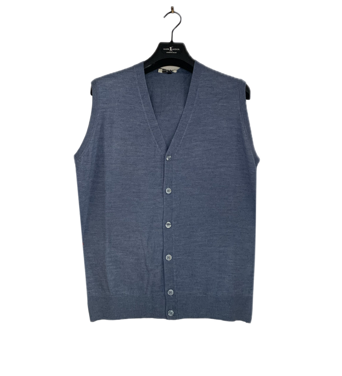 MARK MIDOR GILET IN LANA MERINO EXTRAFINE DENIM