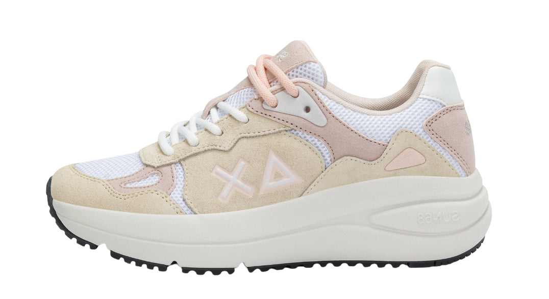 SUN68 SNEAKERS DONNA VENUS SUEDE BIANCO PANNA