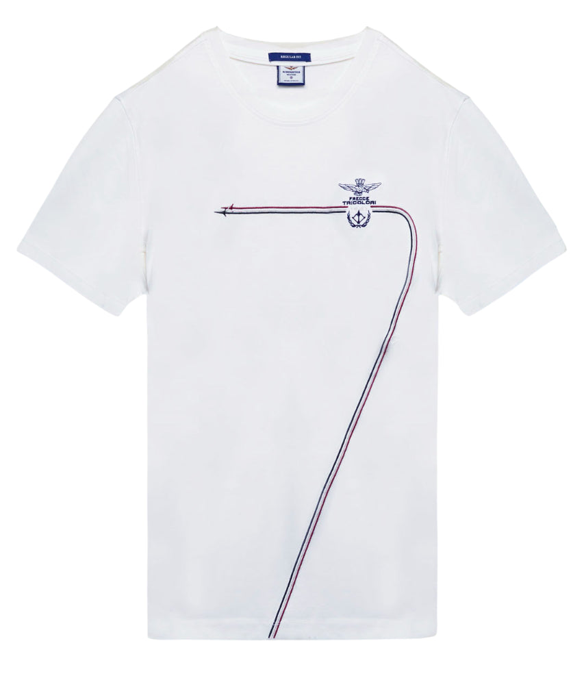 AERONAUTICA MILITARE T-SHIRT IN COTONE CON SCIE RICAMATE BIANCO OTTICO