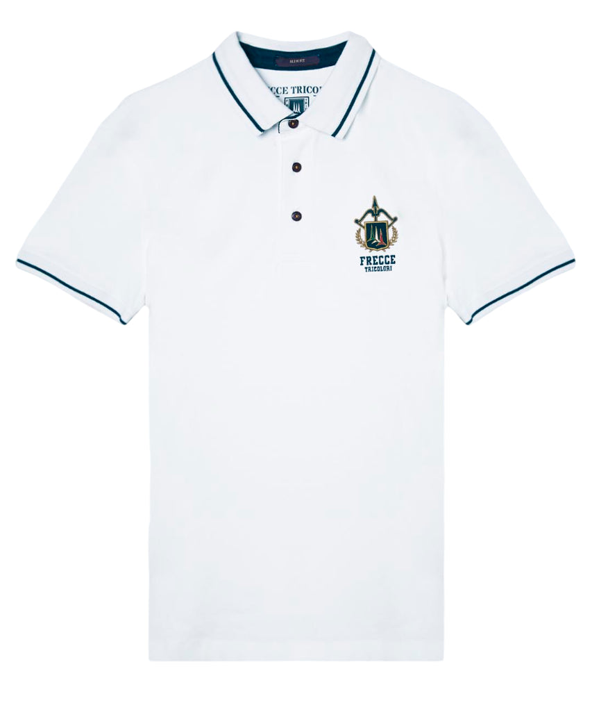 AERONAUTICA MILITARE POLO SLIM FIT RICAMATA OFF WHITE
