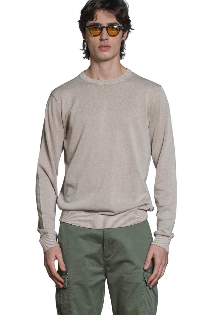 IMPURE MAGLIA LORIS SWEATER ROUND NECK IN COTTON COLORE ECRU