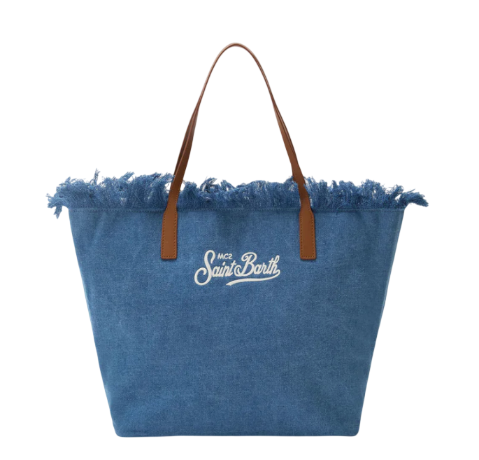 MC2 SAINT BARTH BORSA CITY REGULAR IN TESSUTO DENIM CON FRANGE