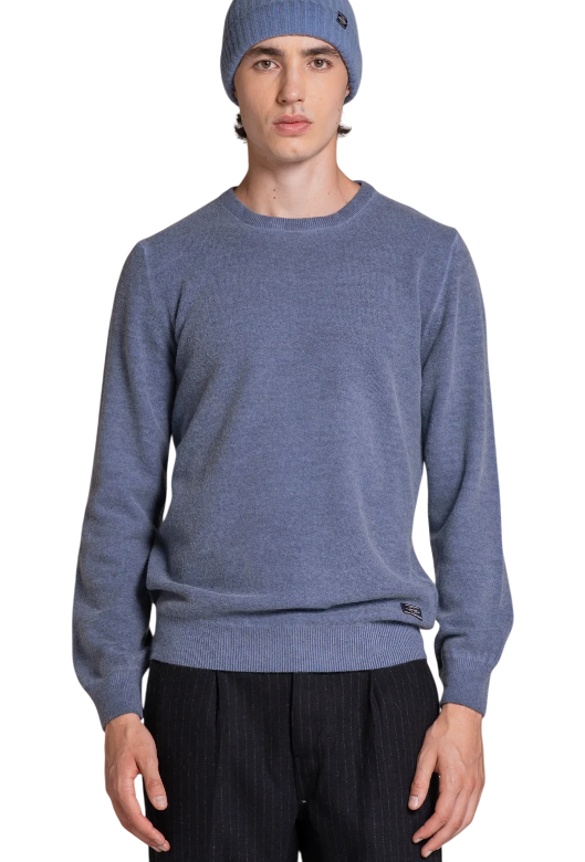 IMPURE MAGLIONE CHARLIE WOP MIXED WOOL COLD DYED DENIM