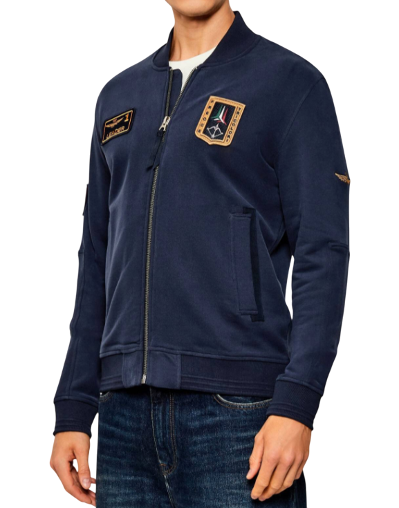 AERONAUTICA MILITARE FELPA UOMO FULL ZIP BLU NAVY