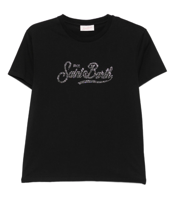 MC2 SAINT BARTH T-SHIRT EMILIE NERO LOGO STRASS