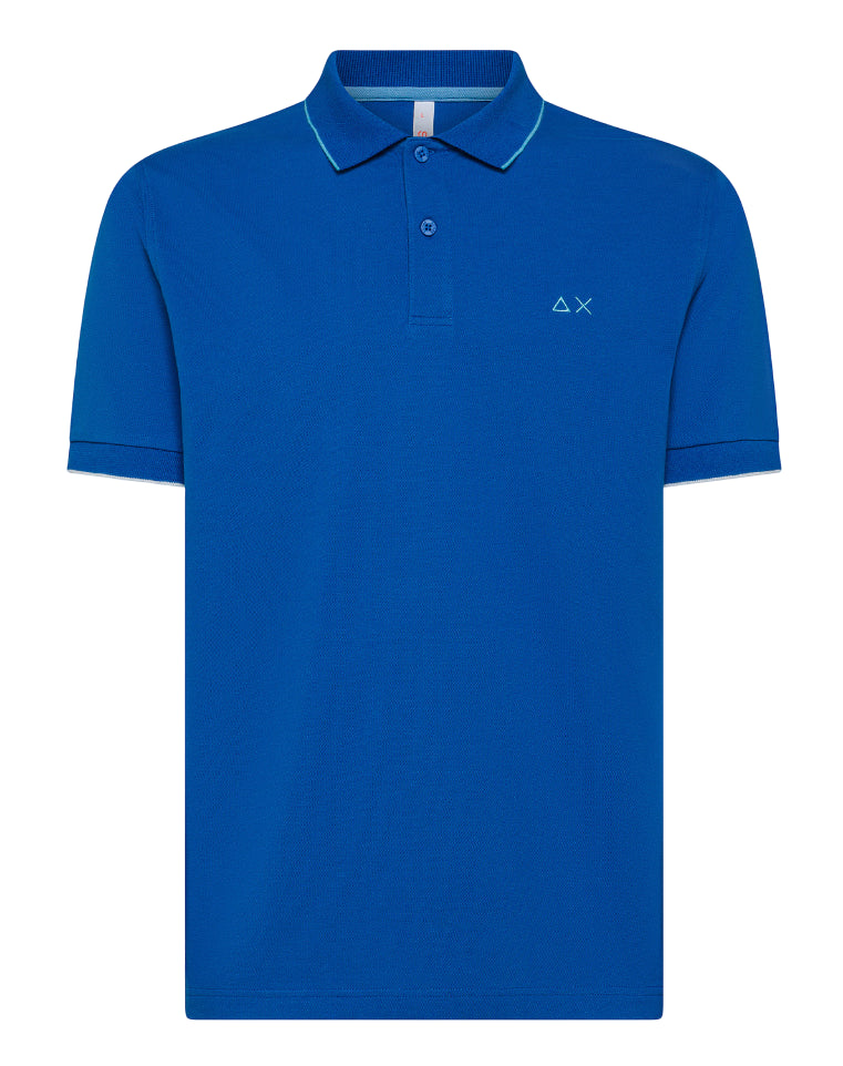 SUN68 UOMO POLO SMALL STRIPES ON COLLAR ROYAL