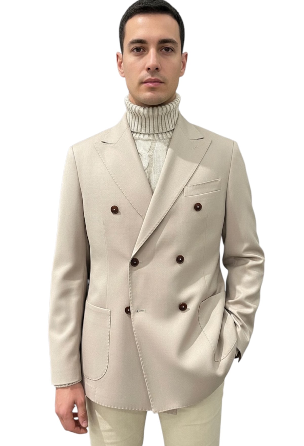 MARK MIDOR GIACCA DOPPIO PETTO IN MISTO LANA BEIGE CHIARO