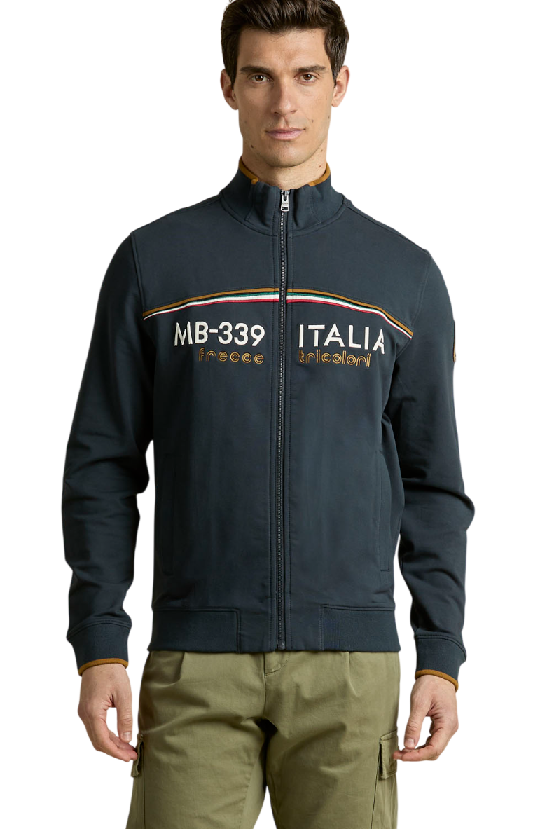 AERONAUTICA MILITARE FELPA FULL ZIP CON FRECCE TRICOLORI COLORE BLU NAVY