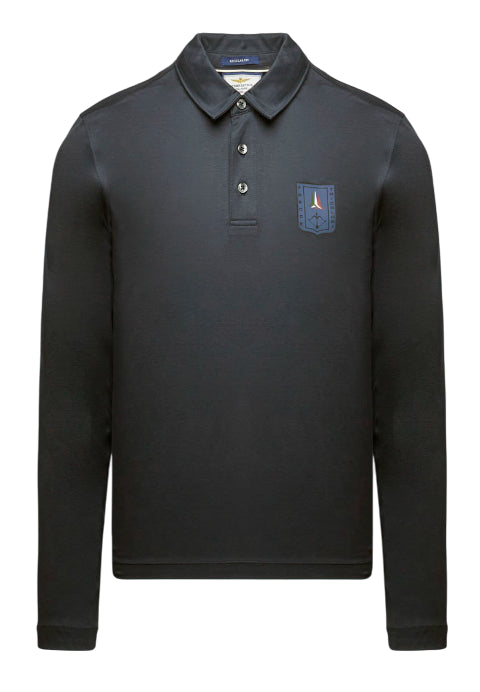 AERONAUTICA MILITARE POLO FRECCE TRICOLORI IN COTONE BLU NAVY