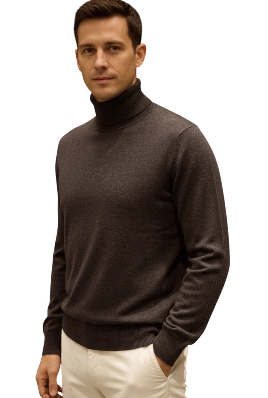 MARK MIDOR MAGLIA DOLCEVITA IN LANA E CASHMERE COLORE BRUNO