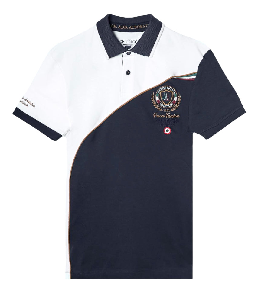 AERONAUTICA MILITARE POLO COLOR BLOCK RICAMATA BLU BIANCO