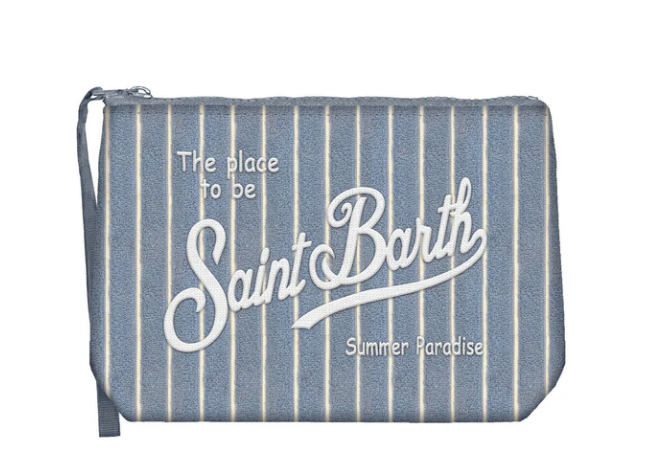 MC2 SAINT BARTH MC2 SAINT BARTH POCHETTE ALINE IN SPUGN TINY STRIPES BLU AVIO