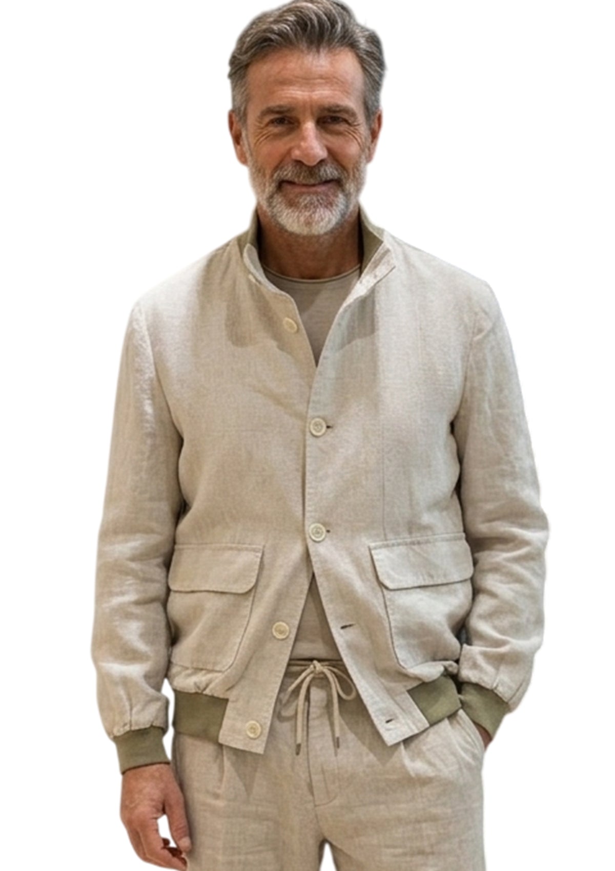 MARK MIDOR BOMBER IN LINO E COTONE COLORE SABBIA