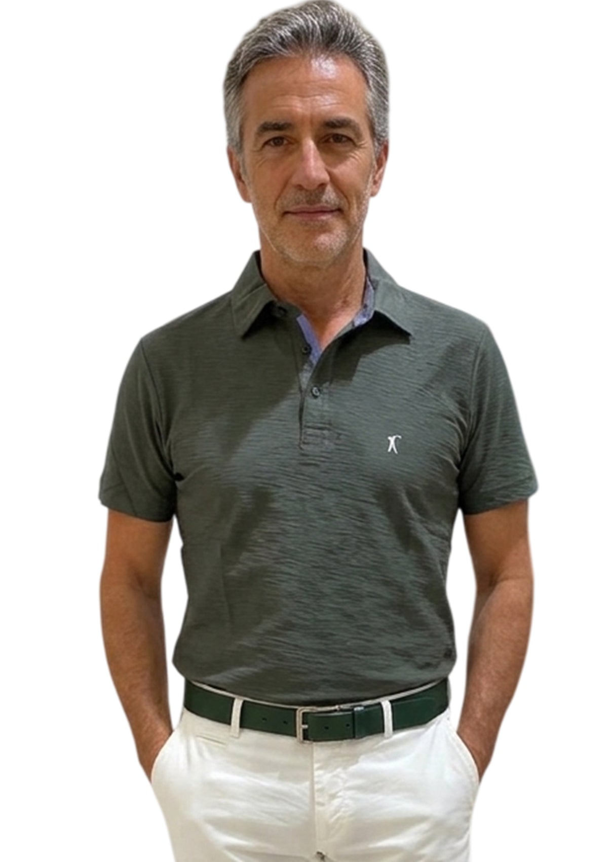 MARK MIDOR POLO IN COTONE FIAMMATO COLORE VERDE MILITARE