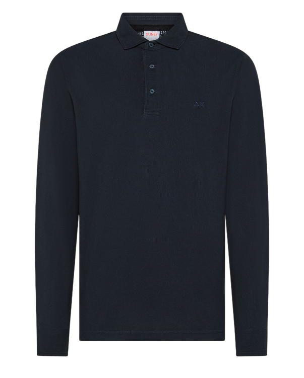 SUN68 UOMO POLO A MANICHE LUNGHE IN COTONE NAVY BLUE