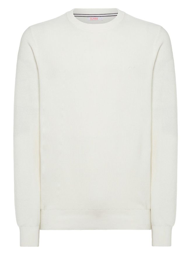 SUN68 UOMO MAGLIA ROUND VINTAGE BIANCO PANNA