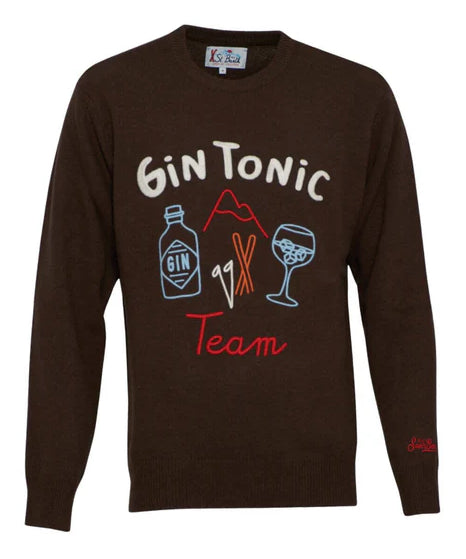 MC2 SAINT BARTH MAGLIONE MAGLIONE HERON LIGHT CON RICAMO GIN TONIC MARRONE