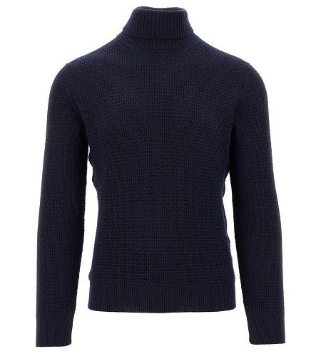 TAGLIATORE PULLOVER A COLLO ALTO IN LANA VERGINE BLU