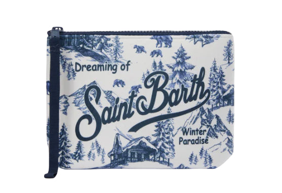 MC2 SAINT BARTH POCHETTE ALINE EFFETTO LANA CON STAMPA TOILE DE JOUY