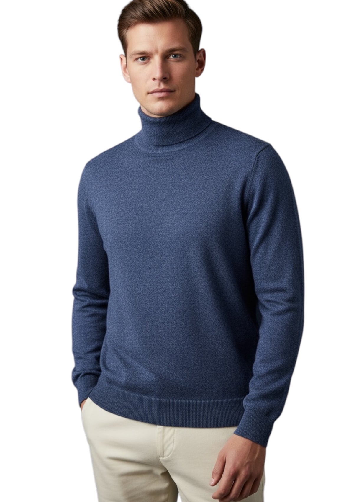 MARK MIDOR MAGLIA DOLCEVITA IN LANA E CASHMERE COLORE DENIM