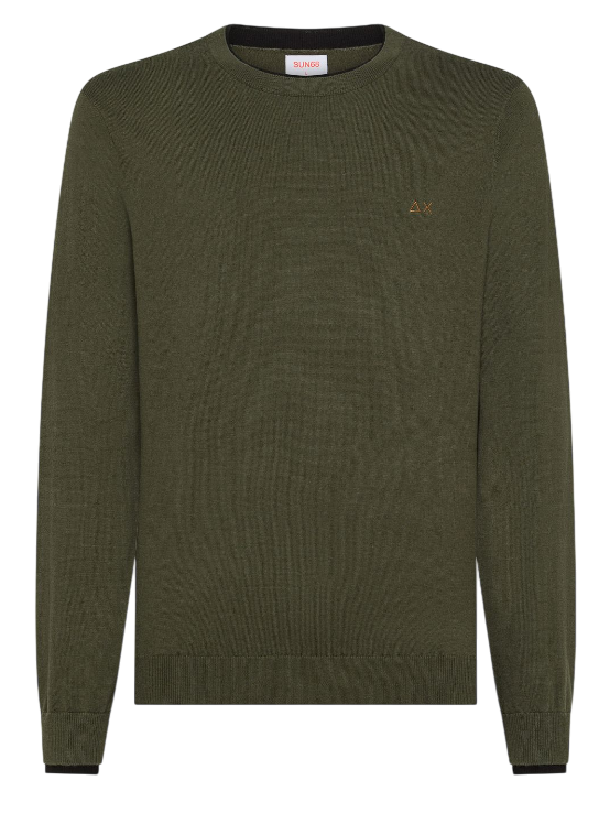SUN68 UOMO MAGLIA IN LANA E COTONE COLORE MILITARE SCURO