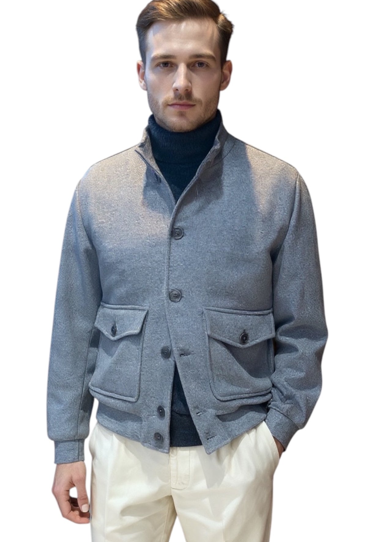 MARK MIDOR BOMBER IN LANA 100% COLORE GRIGIO