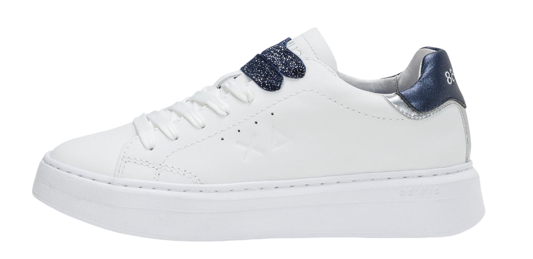 SUN68 SNEAKERS DONNA GRACE LEATHER COLORE BIANCO NAVY 0107