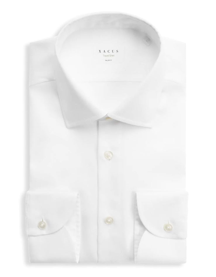 XACUS CAMICIA COLLO ITALIANO TRAVEL SHIRT TAILOR FIT BIANCO