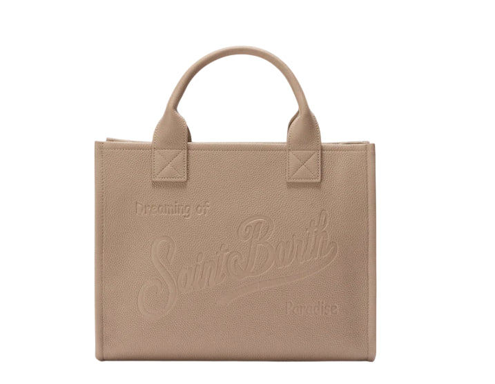 MC2 SAINT BARTH BORSA A SPALLA VANITY BAG LARGE IN PELLE MARTELLATA NOCCIOLA