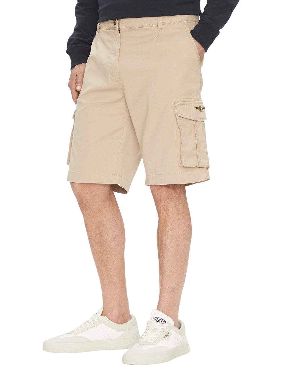 AERONAUTICA MILITARE BERMUDA TASCONATO AFFUSOLATO IN COTONE BEIGE