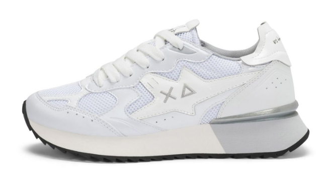 SUN68 SNEAKERS STARGIRL SILVER MESH BIANCO