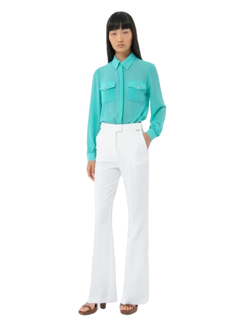 FRACOMINA PANTALONI BOOTCUT IN TESSUTO TECNICO COLORE BIANCO